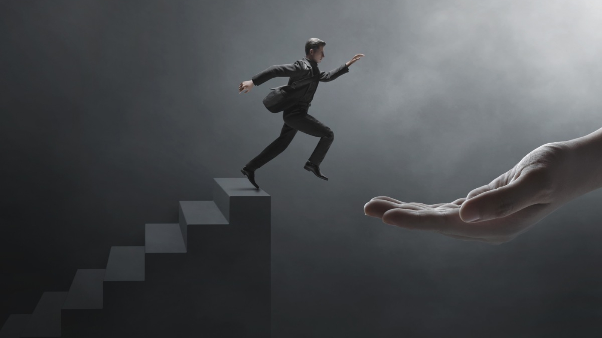 Business man jumping 3d illustration / Further text via ots and www.presseportal.de/nr/81616 / The use of this image for editorial purposes is permitted and then also free of charge, provided that all notified conditions of use are observed. Publication exclusively with reference to image rights.
