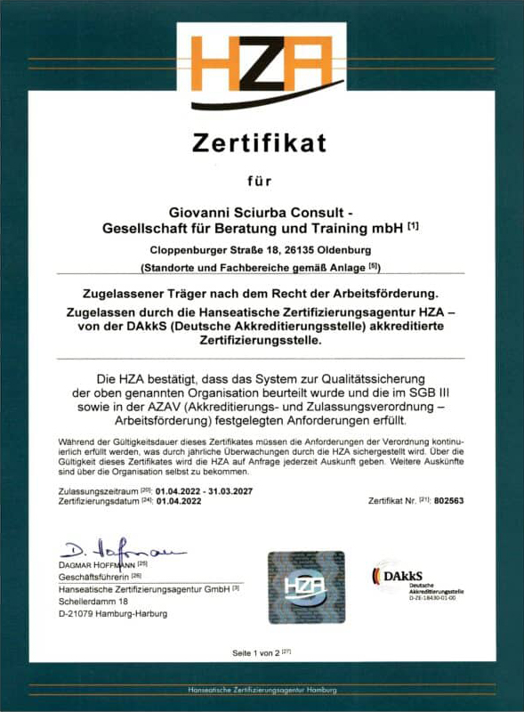 AZAV Zertifizierung